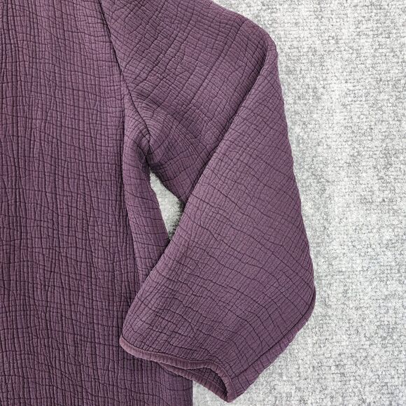 Eileen Fisher Jacket Womens Small Purple Textured Silk Rayon Blend Open Front - Picture 15 of 16